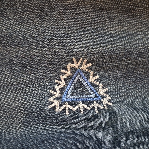 Dg2 Embroiderd Chambray Short Split Sleeve Pockets Midi Dress Size Medium Cotton - Picture 2 of 12